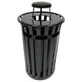 thumbnail image 2 of Witt Industries M5001-RC-BK Oakley Slatted Metal Receptacle with Rain Cap - Black, 2 of 4