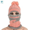 thumbnail image 6 of Deago Womens Pom Beanie Hat with Scarf and Mask Cover Set, Girls Warm Knitted Winter Beanie for with Fleece Lined (Pink), 6 of 8