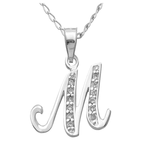 Collar Gargantilla Letra M Horoz Plata 925 45cm WP1413