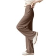 thumbnail image 3 of Bovxnpu Wide Leg Pants for Women Flowy Lounge Beach Work Trousers Summer Ice Silk Wide Leg Thin Elastic High Waist Draped Straight Long Pants, 3 of 6