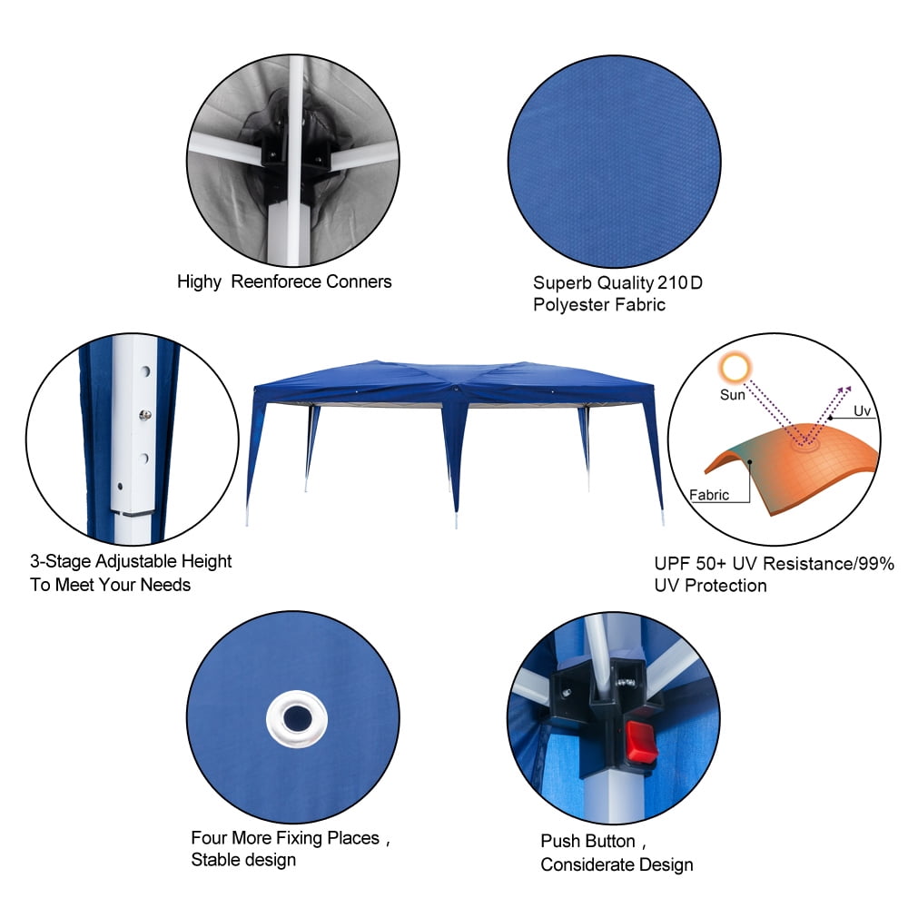 Kepooman 3 x 6m Canopy Party Tent, Outdoor Canopy, Instant Canopy with Two Windows & Spiral Tubes, Waterproof Camping Canopy for Party/ Exhibition/ Picnic, Blue Kepooman 3 x 6m Canopy Party Tent, Outdoor Canopy, Instant Canopy with Two Windows & Spiral Tubes, Waterproof Camping Canopy for Party/ Exhibition/ Picnic, Blue
