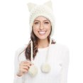 thumbnail image 3 of ORUYROP Bonnet Tricoté Oreilles de Chat Mignonnes d'Hiver avec Rabat, 3 of 6