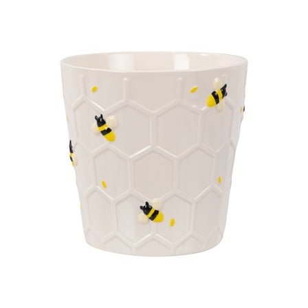 Mainstays 6.25" x 6.25" x 6" Round Cream Ceramic Bee Planter