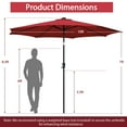 thumbnail image 2 of Costway Parasol de Marché pour Table de Patio de 10 Pi avec 112 DEL Solaires, Manivelle Inclinable, Extérieur, Bourgogne, 2 of 10
