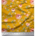 thumbnail image 1 of Soimoi Velvet Fabric Leaves & Camellias Floral Printed Fabric 1 Yard 58 Inch Wide, 1 of 3