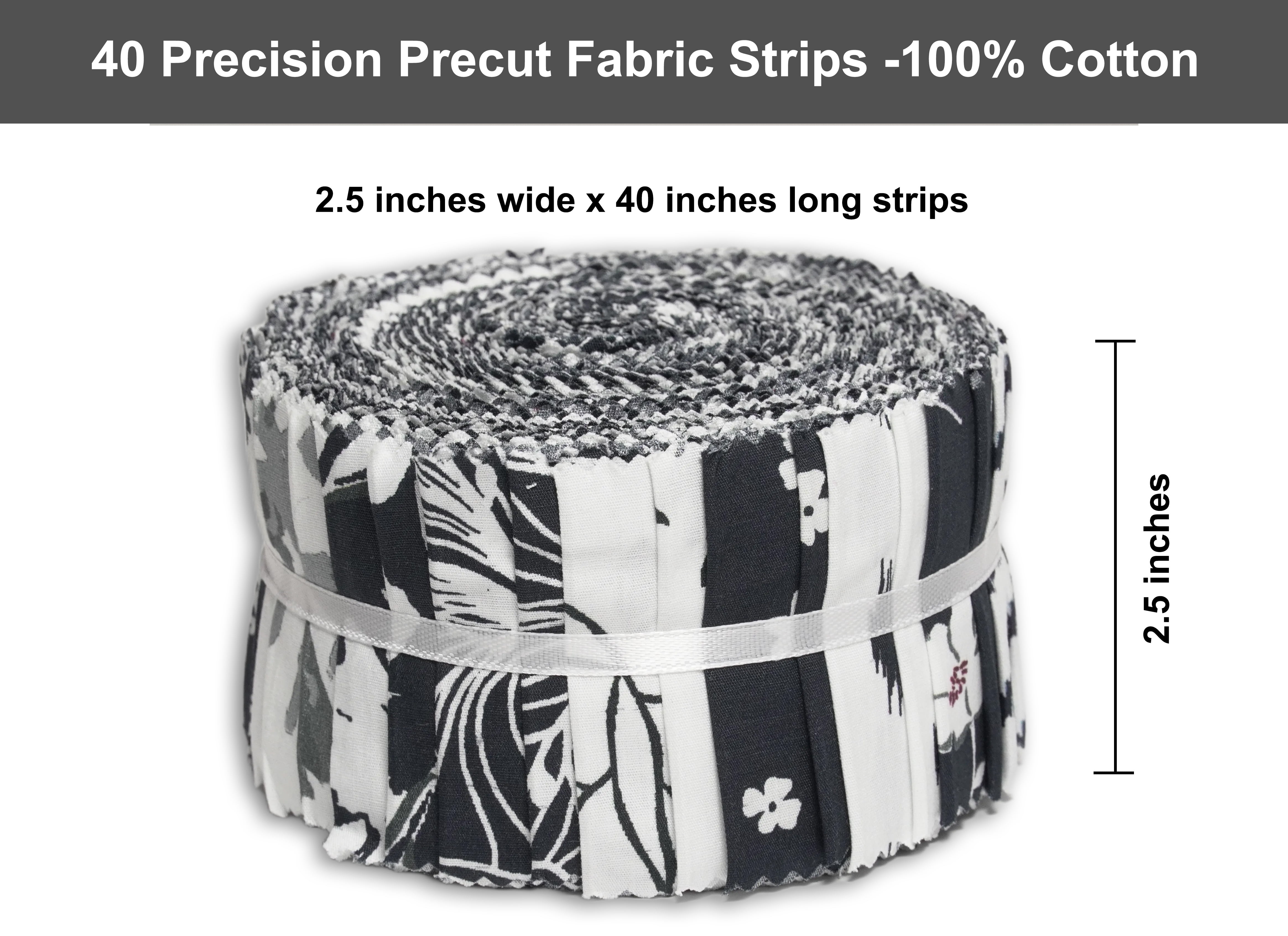 Soimoi 40Pcs Florals Print Cotton Precut Fabrics for Quilting Craft Strips 2.5 x 42 inches Jelly Roll