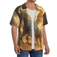 thumbnail image 2 of Rateoe Golden Winged White Horse Pattern Men's Short Sleeve Classic Shirt, Casual Short-Sleeved Shirt, Lightweight Summer Shirt, Cuban Collar Shirt,Button-Front Shirt-Medium, 2 of 5