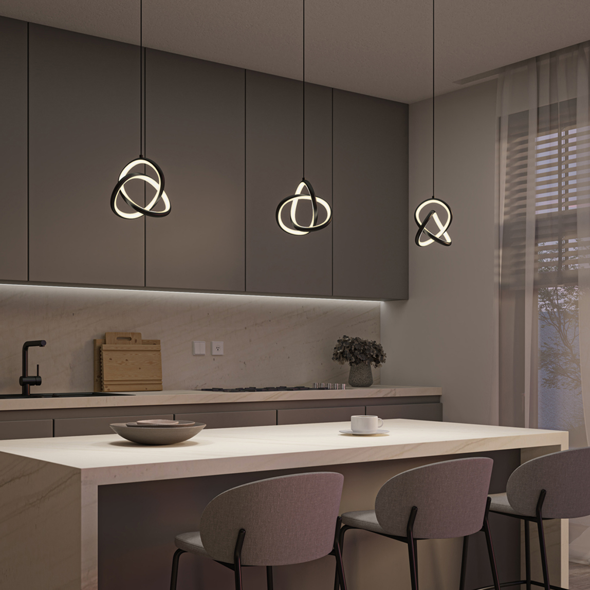 Artika Zephyr 1 Light Modern LED Pendant 3 CCT Black