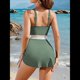 thumbnail image 5 of Trajes de Baño de una Pieza para Mujer, con Control de Abdomen y Cintura Alta, Adelgazantes, Modestos, con Bloques de Color y Cordón Ajustable. Verde M, 5 of 8