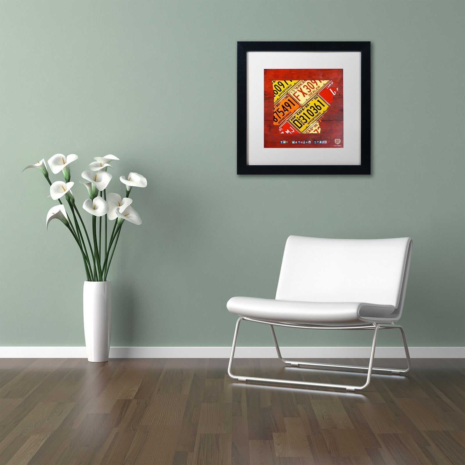 Trademark Fine Art 'Arkansas Map' Canvas Art by Design Turnpike, White Matte, Black Frame