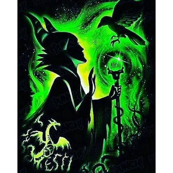 Maleficent Diamond Art Painting Kits - Full Drill Diamond Dots Paintings for Beginners, Round 5D Paint with Diamonds Pictures Gem DIY Adult Crafts 12x16inch