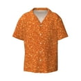 thumbnail image 4 of Uemuo Orange Glitter Pattern Cotton Linen Short Sleeve Shirts,Casual Lightweight Button Down Shirts,Vacation Beach Summer Tops-Medium, 4 of 7