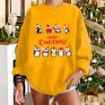 thumbnail image 2 of Pompotops Automne et Hiver Femmes Pull Imprimé de Noël Col Rond Manches Longues Blouse Unie Hauts Chandails en Molleton, 2 of 5