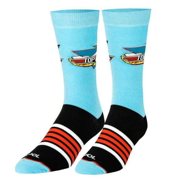 ODD SOX Top Gun Sky Crew Socks Funny Retro 80s Movie Socks Size Large for Men & Women Bright Blue