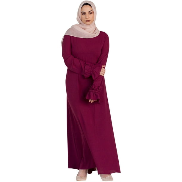Verona Collection Robe Longue à Manches Longues pour Femme Rouge, Moyen
