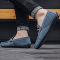 thumbnail image 5 of Mens Sky Blue Loafers Casual Slip On Shoes, Faux Suede Moccasin with Striped Band, Comfortable Padded Insole Lightweight for Summer,Size 8, 5 of 9