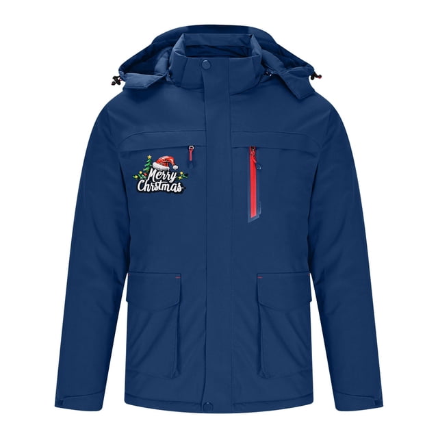Puntoco Sudadera Con Capucha Informal Con Estampado Navideño Para Hombre Con Múltiples Bolsillos, Calefacción Inteligente De Control Único De Tres Distritos Y Una Chaqueta