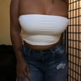 thumbnail image 5 of AKEGAMN Chest Wrapped Solid Color Multi Color Strapless Off Shoulder Short Tight Top, White L, Size S-XXL, 5 of 7