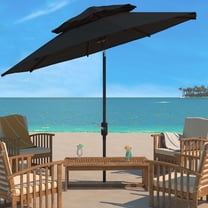 SAFAVIEH Lorenia 9' Double Top Market Patio Umbrella, Black