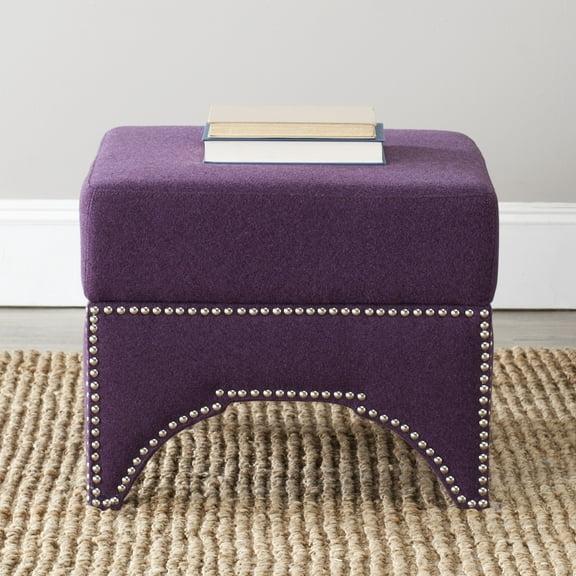 SAFAVIEH Declan Classic Upholstered Storage Ottoman, Plum