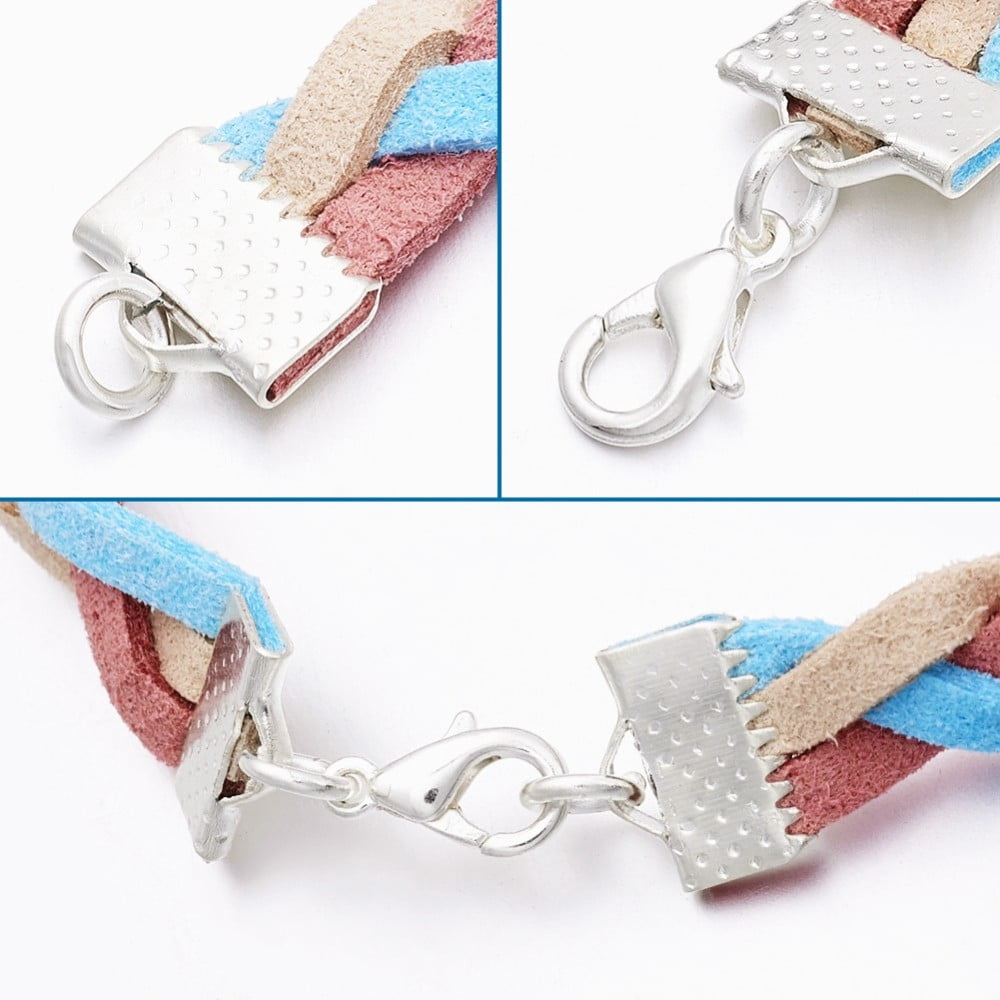 Iron Ribbon Crimp Ends Silver Color Plated about 7mm long 10mm wide hole: 2mm