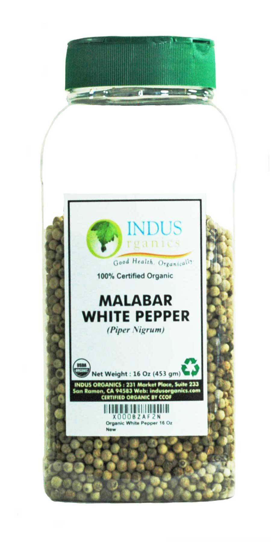 100% Organic White Peppercorns (Malabar) by Indus Organics