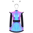 thumbnail image 4 of iiniim Girls 2 Pcs Alien Dress Galaxy Robot Fancy Dress-Up School Alien Show A Line Tutu Dress with Hair Hoop Colorful 10, 4 of 6