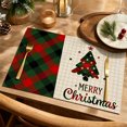 thumbnail image 2 of Christmas Plaid Placemats ,Merry Christmas Buffalo Plaid Fabric Table Mats, Farmhouse Heat Resistant Dining Table Place Mats for Holiday Xmas Party, 2 of 6