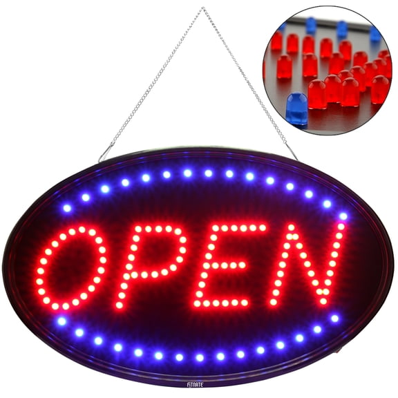 Ultra Bright LED Neon Open Light Sign Business Flashing Lamp Board  Timer Remote 19x10inches LED Open Sign
