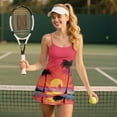 thumbnail image 4 of Psesaysky Trendy Workout Tennis Dress with Built in Shorts Square Neck Sleeveless No Bra Summer Athletic Dress Hawaiian Sunset Palm Tree Print, Size L, 4 of 5