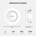 thumbnail image 3 of 3-Inch LED Recessed Downlight Dimmable 7W=50W 560 LM E26 Base CCT Color Temperature Selectable 2700K | 3000K | 3500K | 4000K | 5000K Damp Rated Simple Retrofit Installation UL Listed, 3 of 5