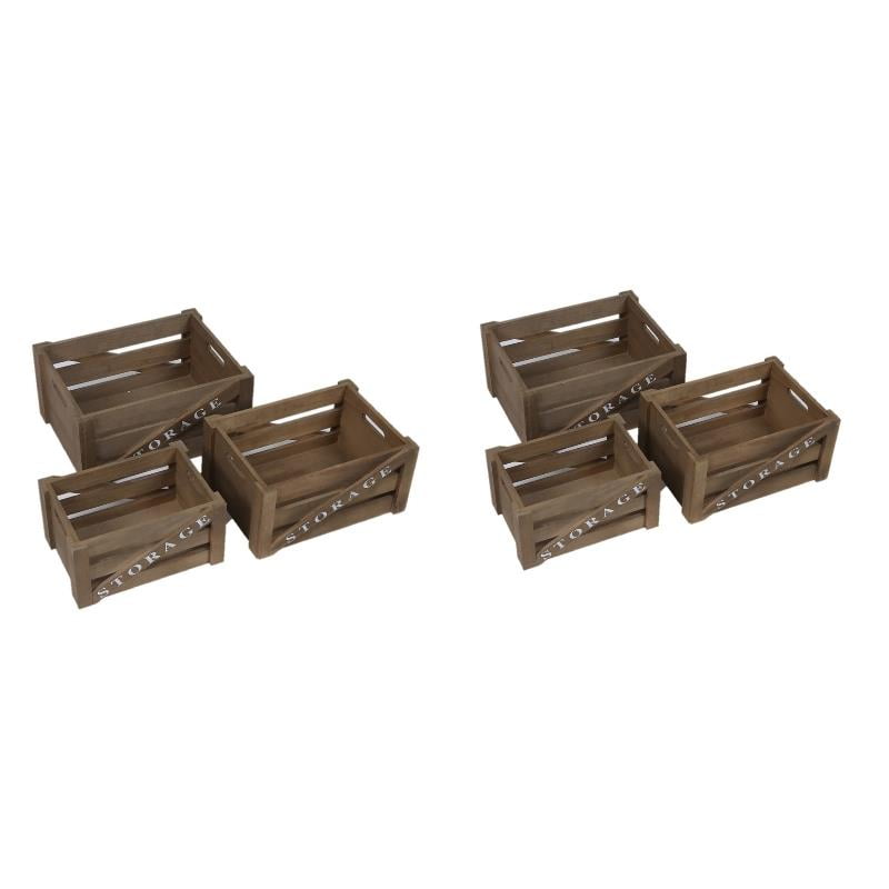 LuxenHome Set of 6 Wood Storage Crates