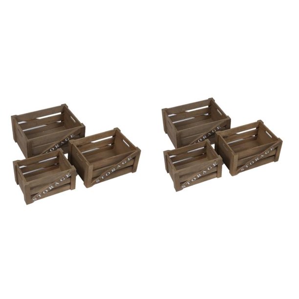 LuxenHome Set of 6 Wood Storage Crates