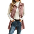 thumbnail image 6 of QIYAGBSA Waffle Knit Vest for Women Long Sleeveless Cardigan Vest Button Down Lapel Collar Flap Pockets Side Slits Soft Layering Fall Spring Casual Errands Travel (Pink, XL), 6 of 8