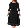 thumbnail image 4 of DARING DIVA Women's Plus Size Floral Lace 3/4 Sleeves Pocket Cocktail Dress 1X Black, 4 of 6