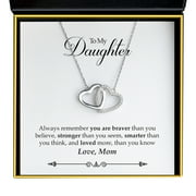 Aphrodite's Daughter Love Mom Silver Joined Hearts Necklace Gift Females, Women, Teen Girls