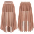 thumbnail image 6 of Zaldita Kids Girls Long Sheer Ballet Dance Skirt Shiny Elastic Waist Lyrical Dance Maxi Skirt Ballerina Dancewear Dusty Pink 6, 6 of 6