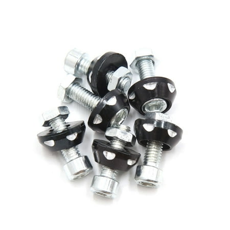 6pcs Black Aluminum Alloy Decorative License Plate Bolt Screw For