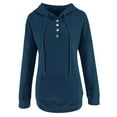 thumbnail image 6 of Daznico Women Casual Half Buttons Sweatshirt Hooded Strap Long Sleeve Loose Top Drawstring Hoodies with Pocket,Women's Hoodies & Sweatshirts-Navy-M, 6 of 6