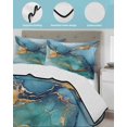 thumbnail image 4 of Turquoise Blue Twin XL Size Down Alternative Comforter, Lightweight Comforter Quilt Bedding Set with Pillow Shams Modern Teal Gold Marble Textured All Seasons Bed Comforter Duvet Insert 68"x98", 4 of 7
