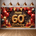 thumbnail image 4 of Glitter Gold Happy 60th Birthday Banner Red & Gold Palette 60th Celebration Banner Star Embellishments Gift Box Accents Birthday Celebration Display for Adult 60th Birthday Home Party Gatherings, 4 of 8
