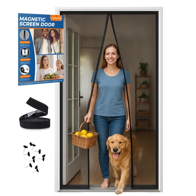 Puerta mosquitera magnética CANLENE de malla resistente al desgarro, apta para mascotas