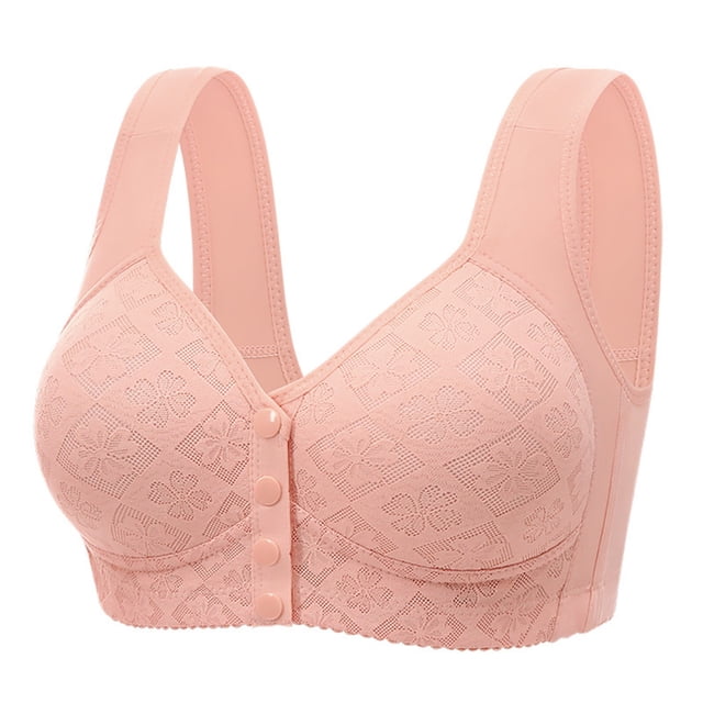 Cinvoph Plus Size Wireless Bra for Women Seamless Front Closure Snap Bra No Underwire Bralette Everyday Bras