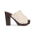 thumbnail image 3 of BLISSFUL STEP Women's Open Toe Platform Block Heel Slide Sandals Beige 10, 3 of 6