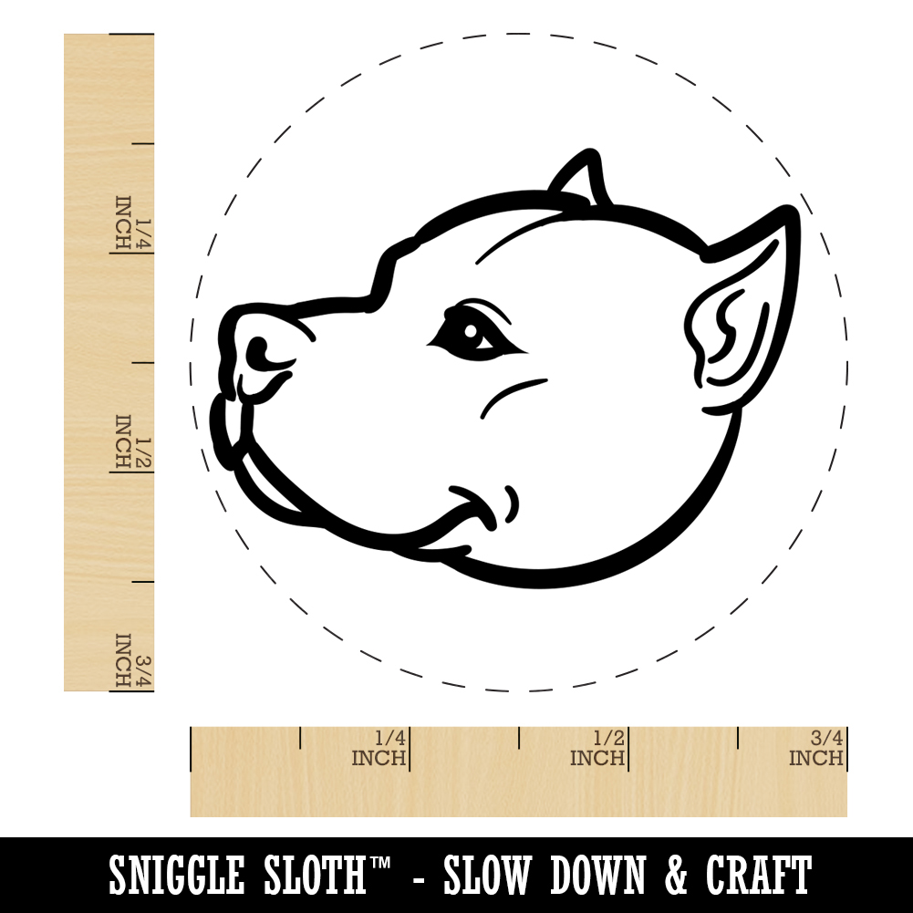 American Pit Bull Terrier Dog Head Self-Inking Rubber Stamp Ink Stamper - Blue Ink - Small 3/4 Inch