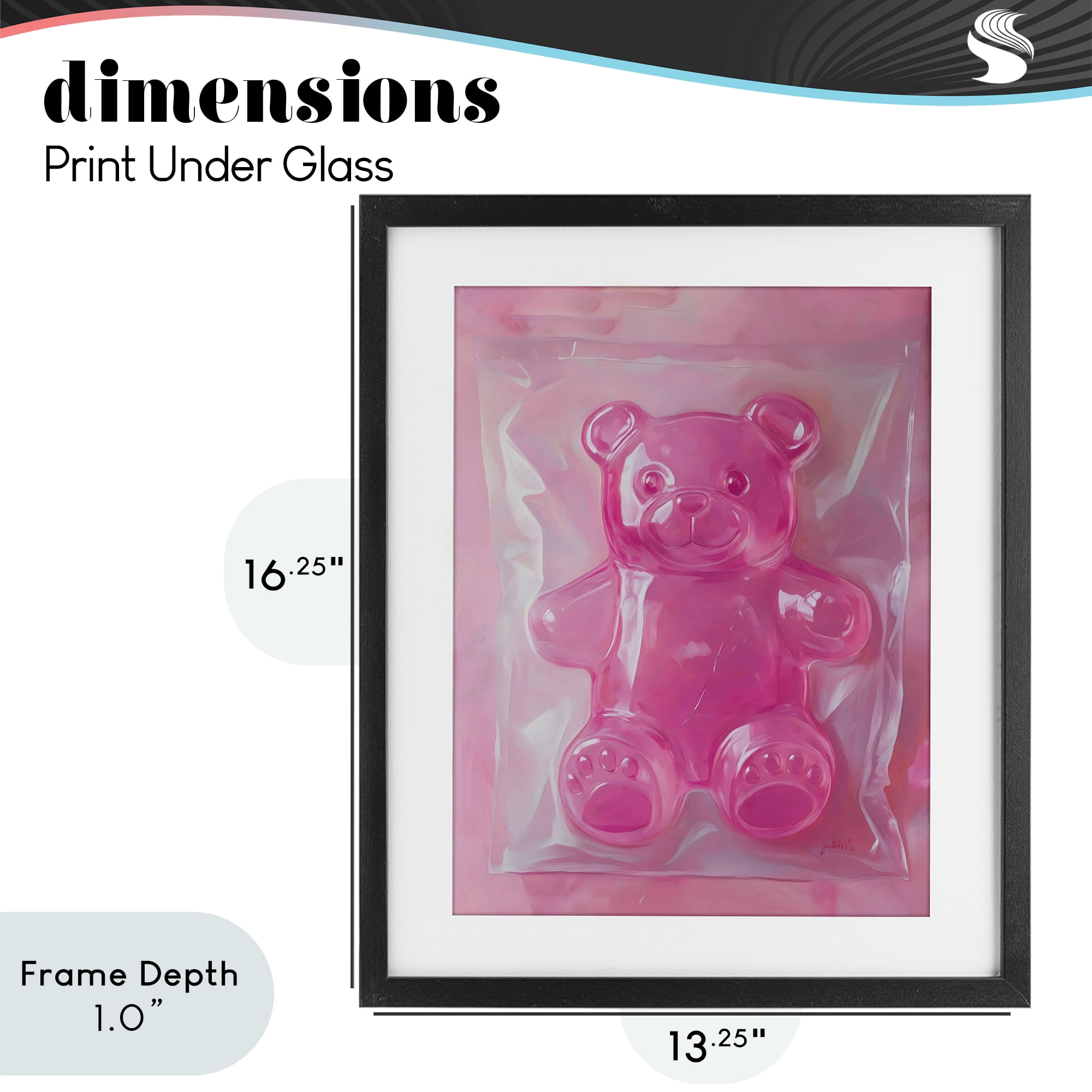 Stupell Industries Pink Gummy Candy Bear Black Framed Print Under Glass, design by The Prints Vibe