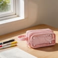 thumbnail image 5 of Minimalist Transparent Large Capacity Pencil Pouch, Slim Portable Waterproof Fabric Stationery Organizer Bag for Students Office Travel, 21.5x12.5x9cm, 1 Pack, 5 of 7