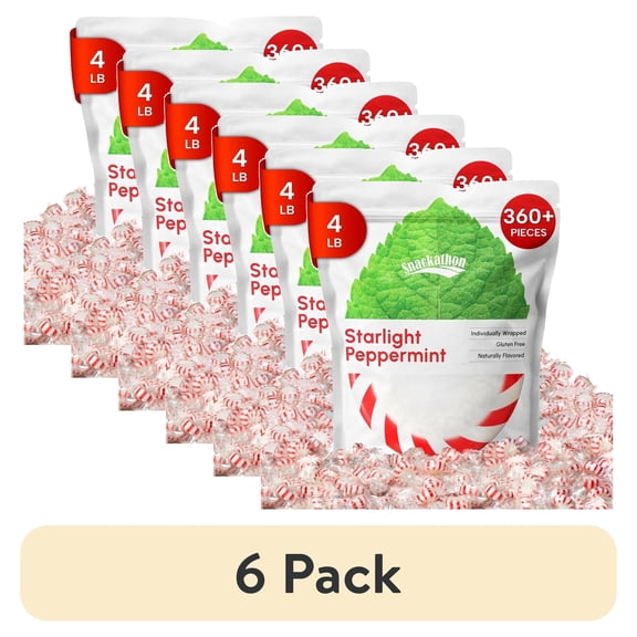 (6 pack) Starlight Peppermint Candy, Individually Wrapped, 4 Pound Bag