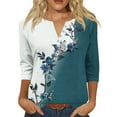 thumbnail image 2 of Womens 3/4 Sleeve Tops Henley Neck Button Down 3/4 Sleeve T Shirts Summer Casual Half Sleeve Tunic Tops, 2 of 4