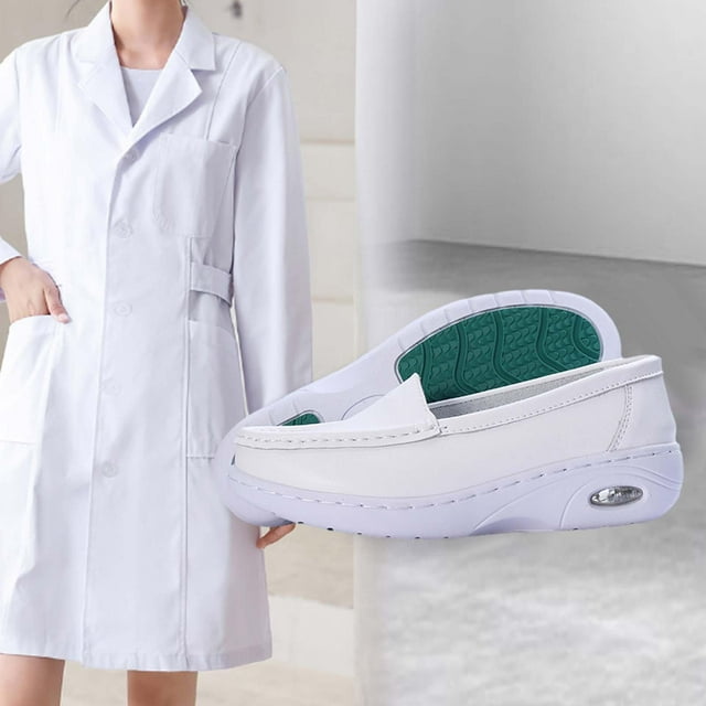 Zapatos de enfermera para mujer, zapatos planos de enfermería, suela suave, zapatos de trabajo, cocina, restaurante, zapatos sin cordones, calzado de 38